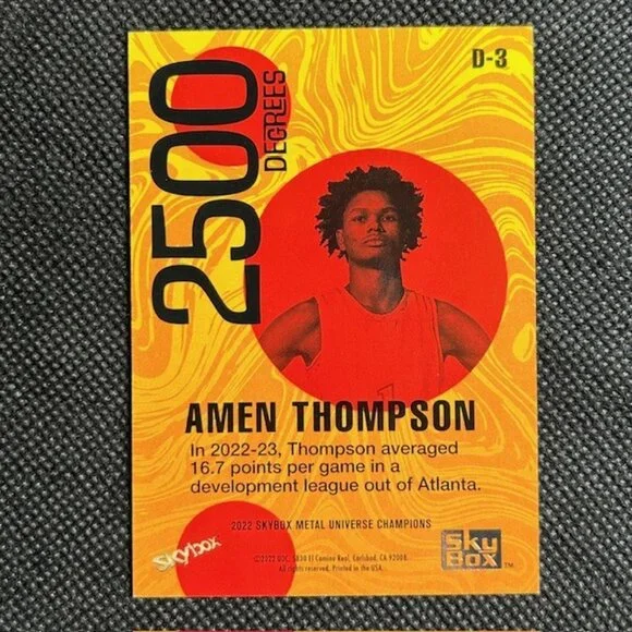 2022 Skybox Metal Universe Champions 2500 Degrees Amen Thompson #D-3 RC ROOKIE - Picture 2 of 2